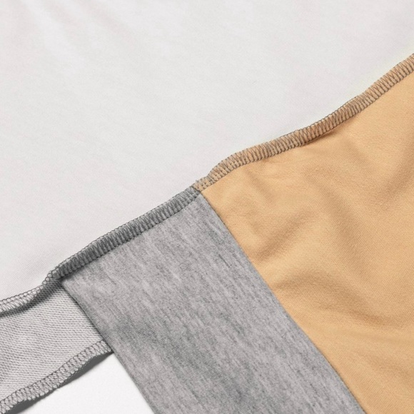 🌸NWOT Patchwork/Colorblock Long Sleeve Top. Tan, Grey & White. 1 SM 1 MED 1 LG - Picture 11 of 11